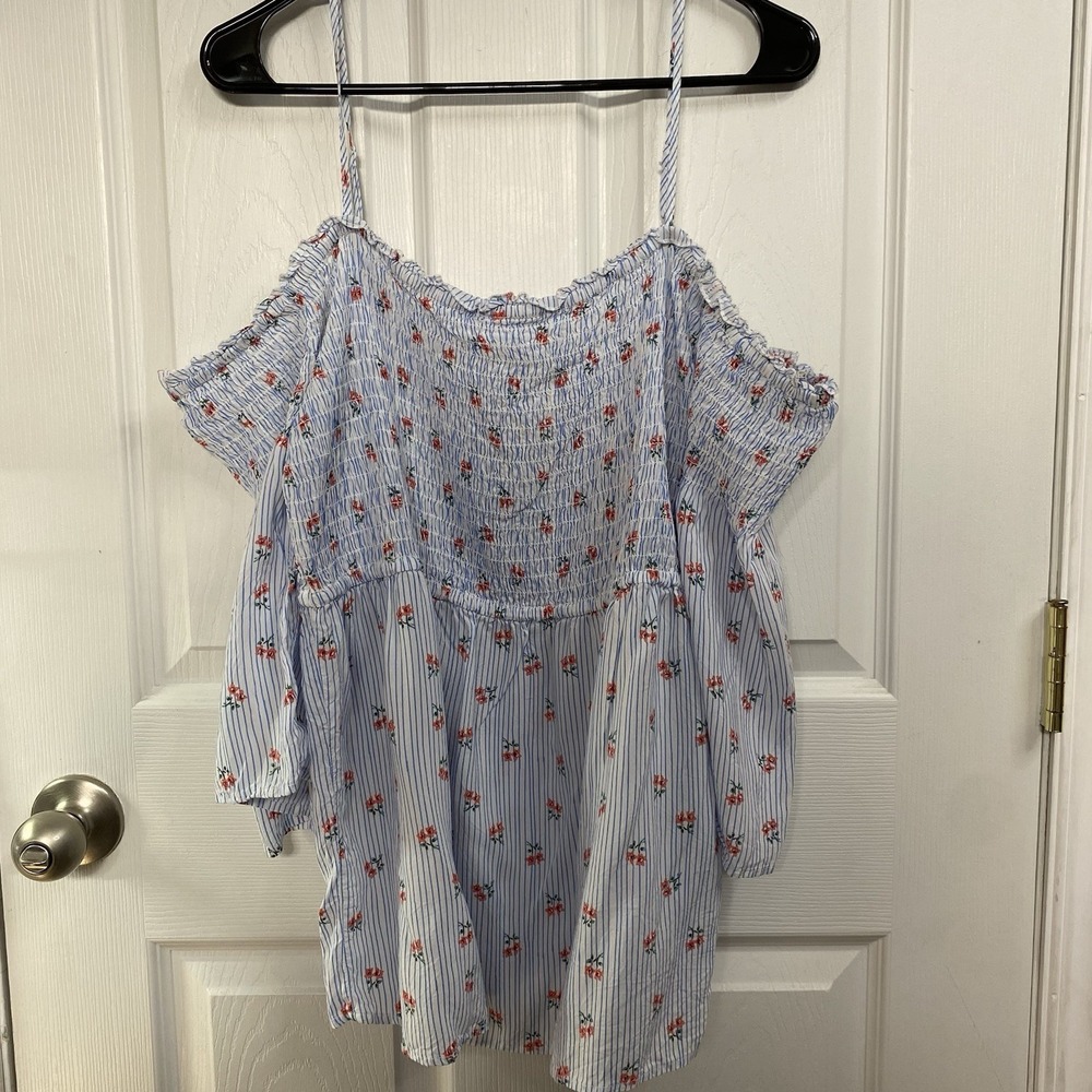 Maurices Women's‎ Spaghetti Strap Top with Smocking, Off Shoulder, Floral, Large